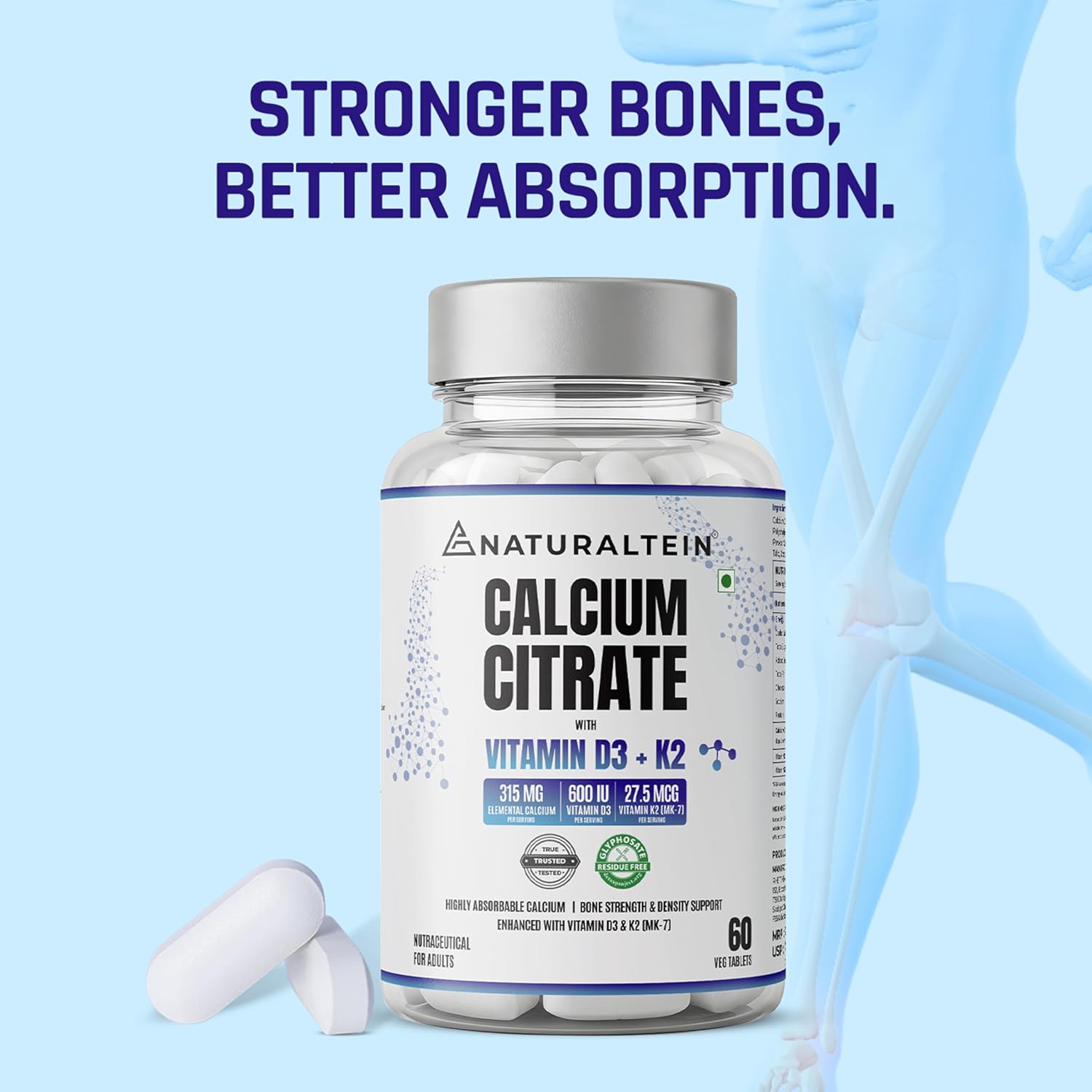 Calcium Citrate with Vitamin D3 & K2 MK7 view 4